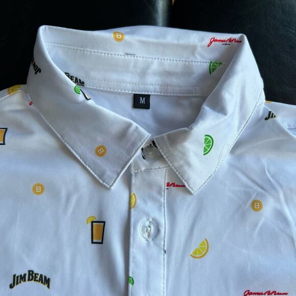 Jim Beam Polo women Short Sleeve Golf Shirt Cocktails All Over Logo Medium - Picture 6 of 9